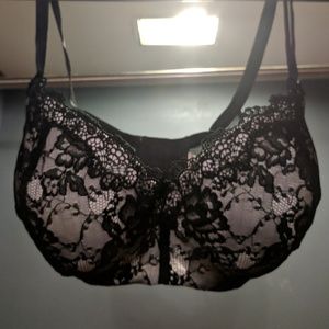 Cacique 38DDD Black Lace Balconette Bra